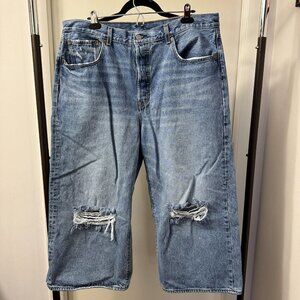LEVI'S PREMIUM HIGH WATER CROPPED WIDE LEG JEANS 57723-0000 RARE - size 34